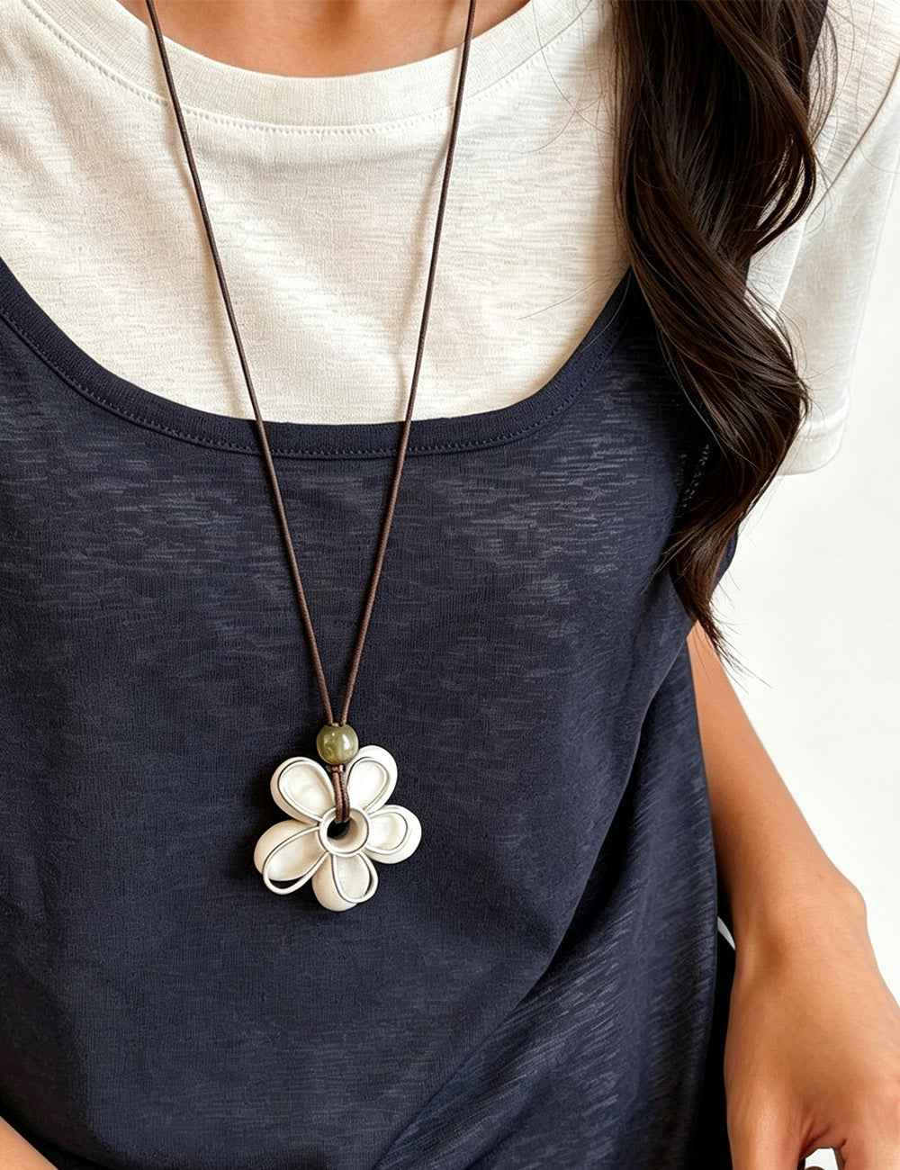 Big Flower Pendant Necklace — necklace, view 3