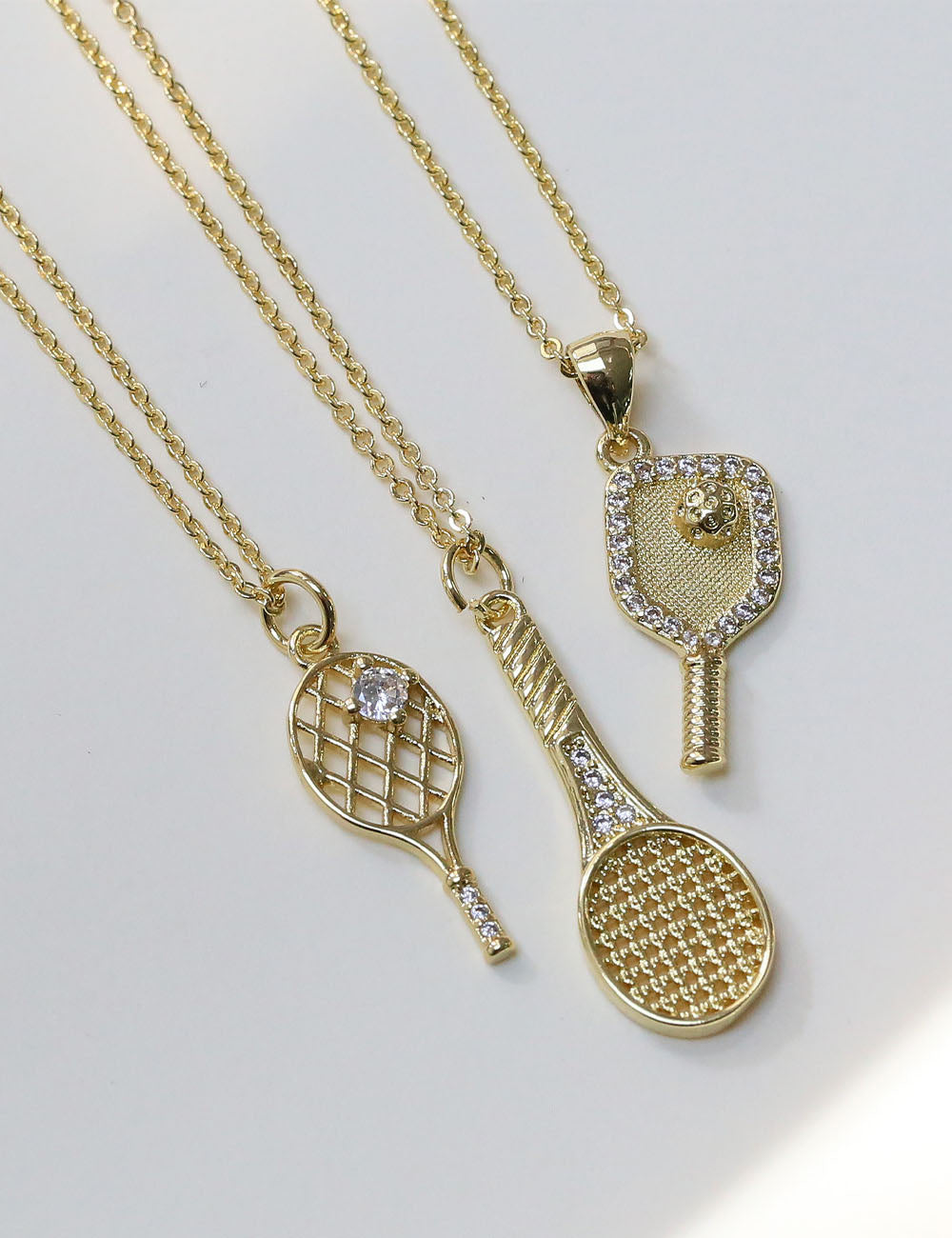 Gold Tennis Racket Necklace — gold necklace