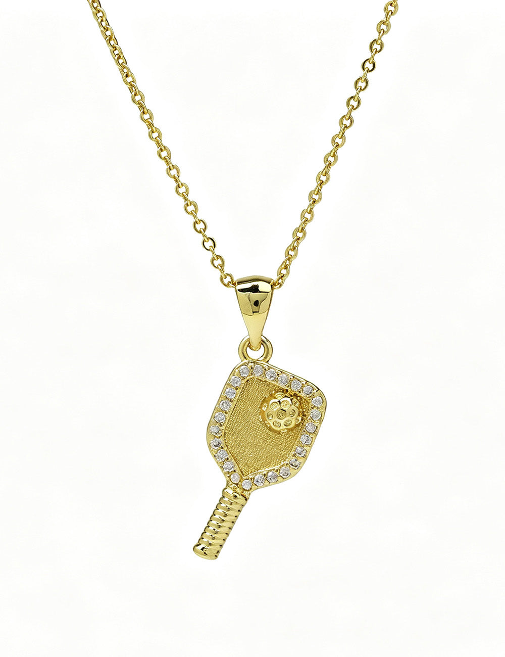 Gold Tennis Racket Necklace — gold necklace, view 11