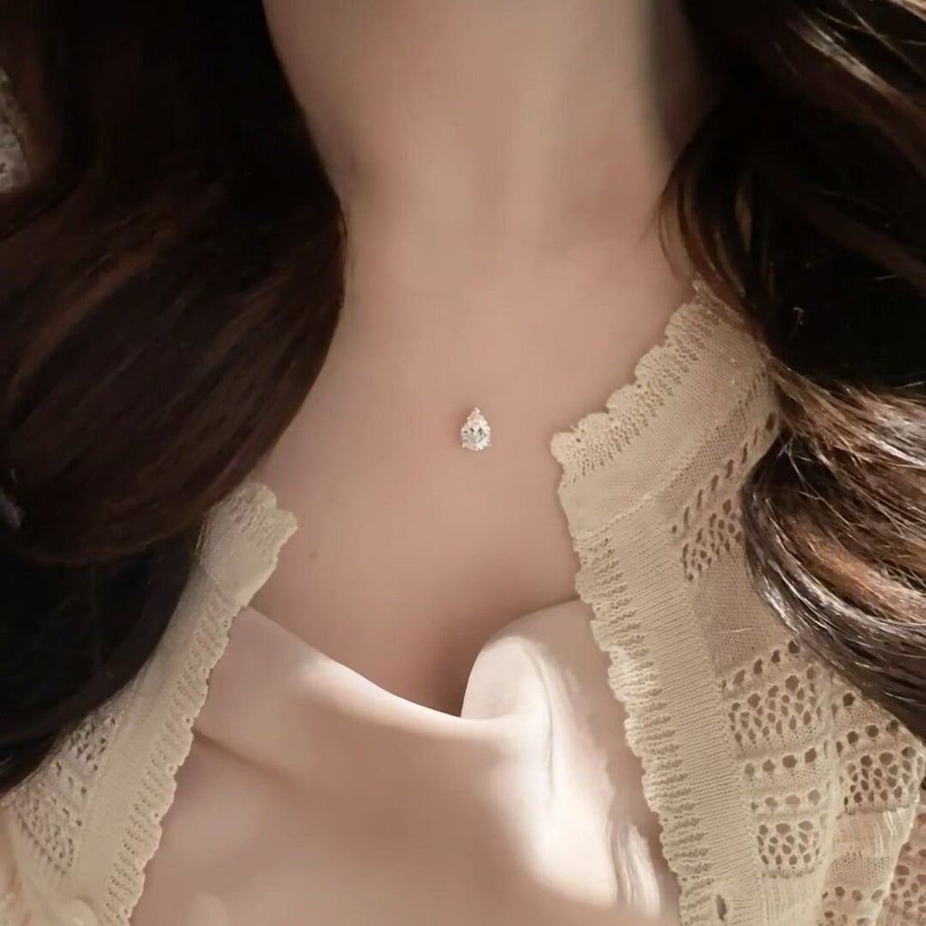 Teardrop Zirconia Choker Necklace — necklace, view 3