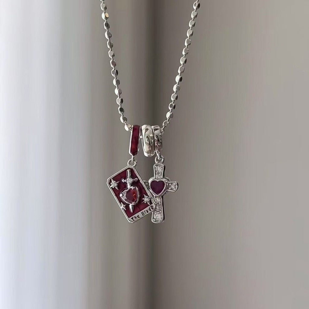 Zirconia Cross Pendant Necklace — silver necklace, view 2