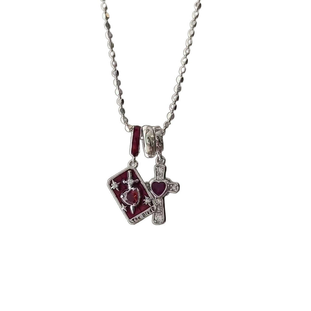 Zirconia Cross Pendant Necklace — silver necklace, view 3
