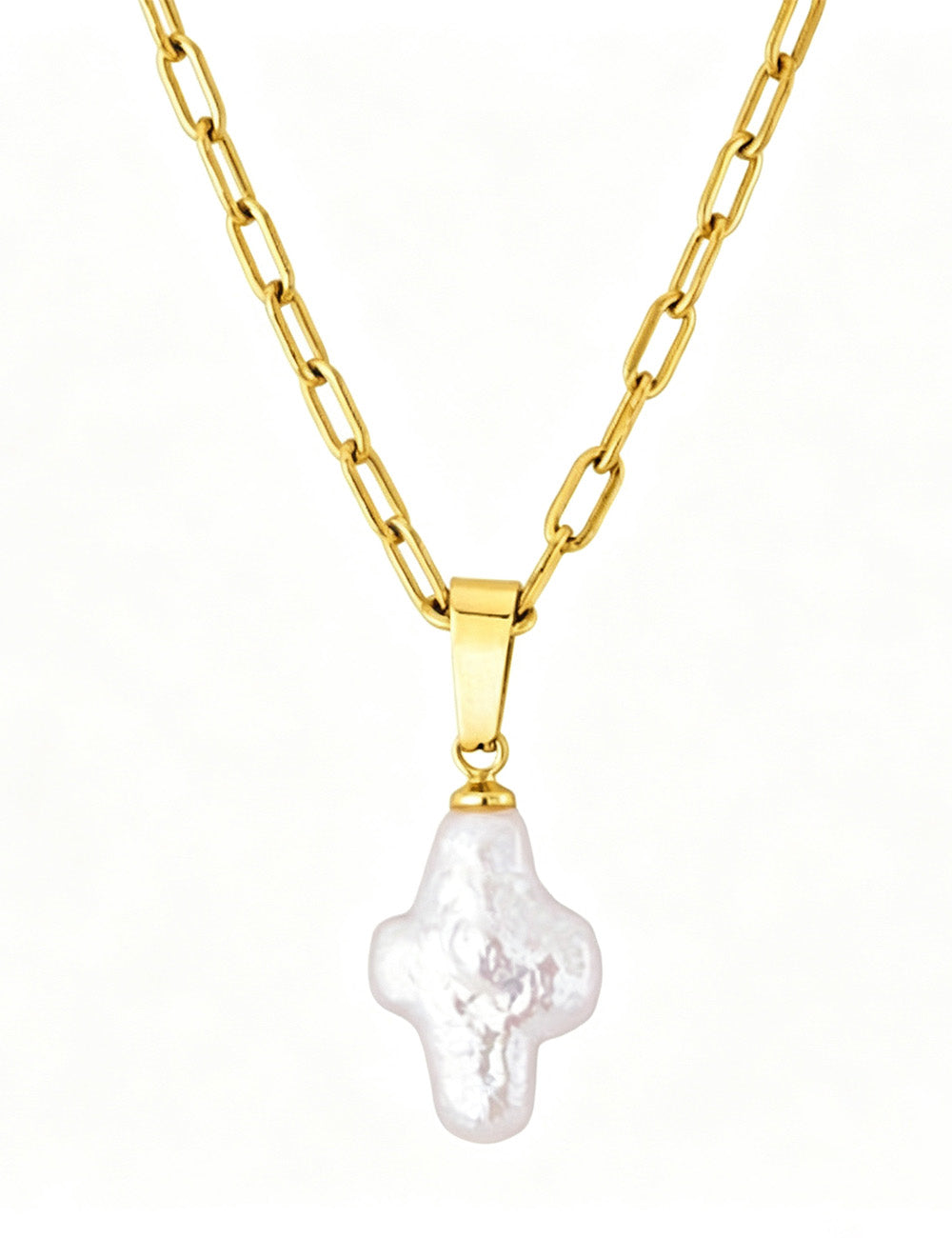 Gold-Plated Cross Pendant Necklace — gold necklace, view 10