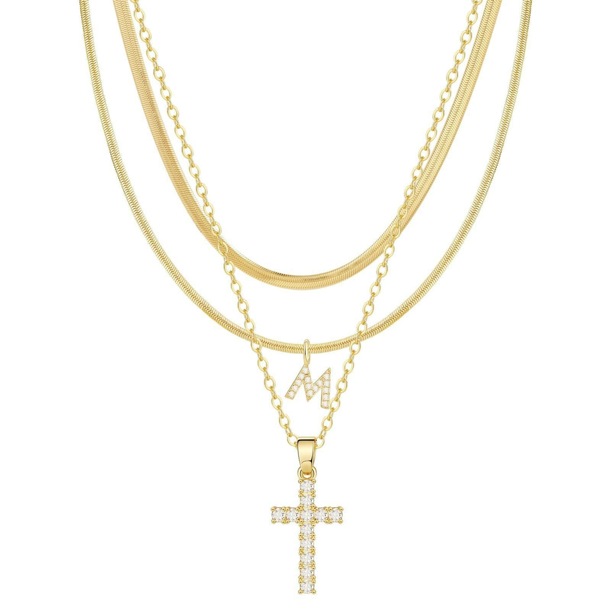 Layered Cross Pendant Necklace — necklace, view 5