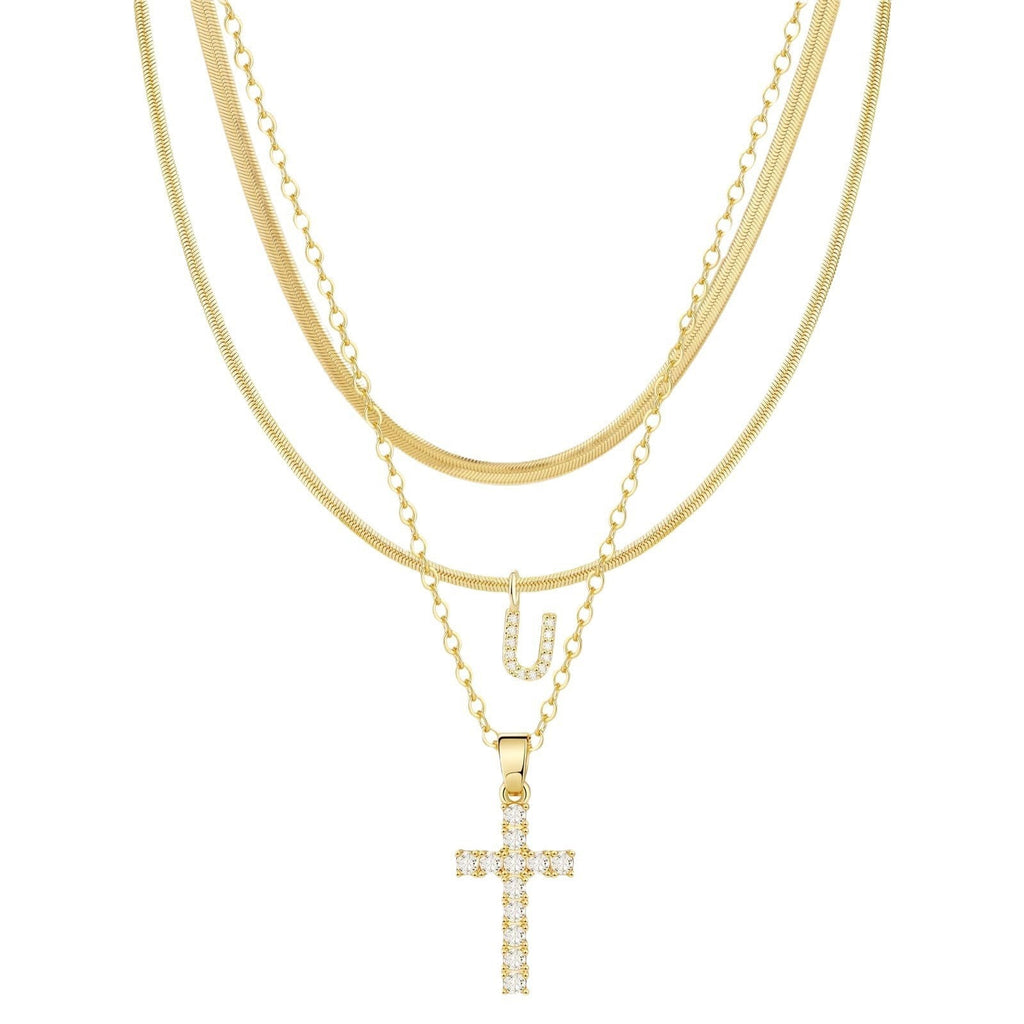 Layered Cross Pendant Necklace — necklace, view 6
