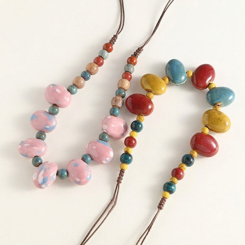 Irregular Bead Braided Necklace — necklace, view 2