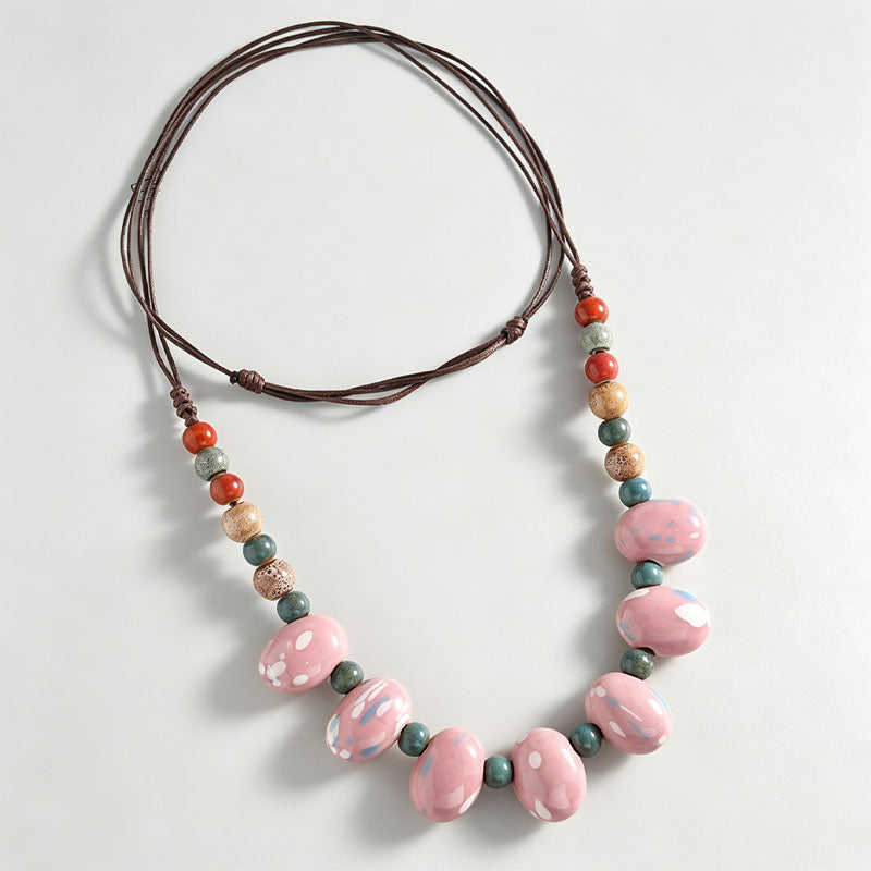 Irregular Bead Braided Necklace — necklace, view 3
