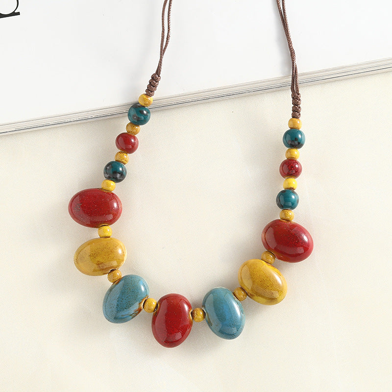 Irregular Bead Braided Necklace — necklace, view 5