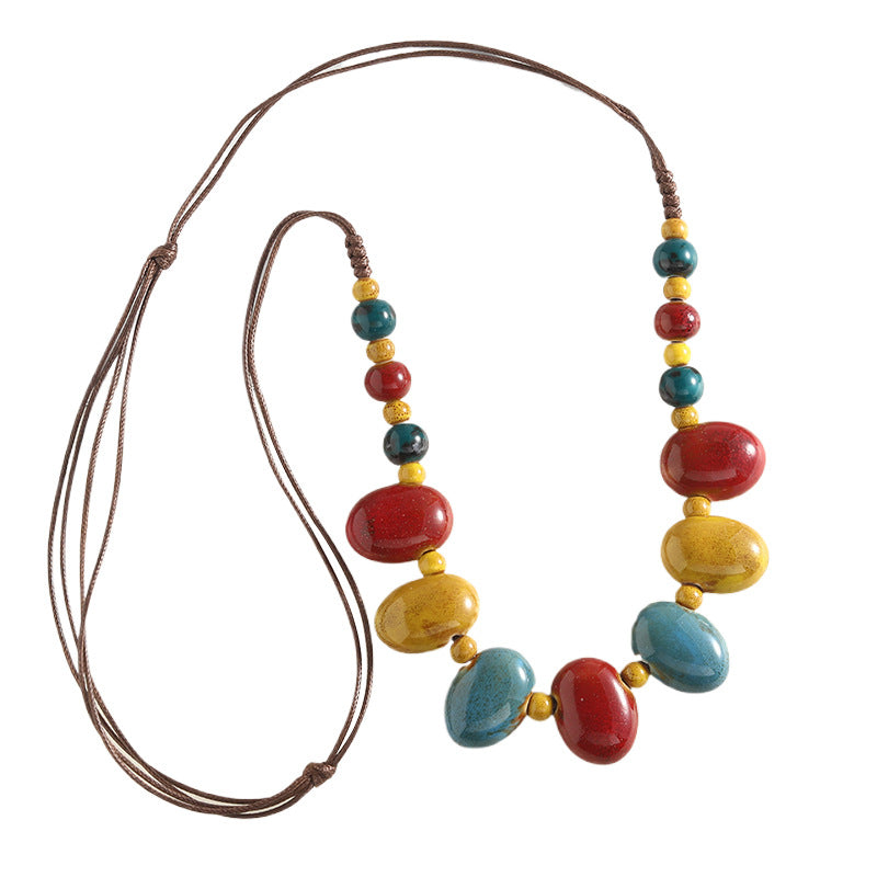 Irregular Bead Braided Necklace — necklace, view 6