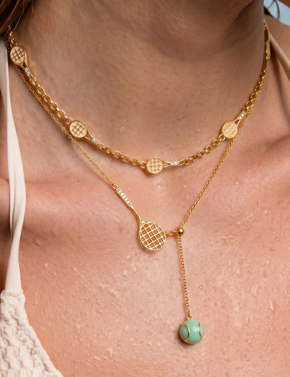 Tennis Racket Charm Necklace — necklace
