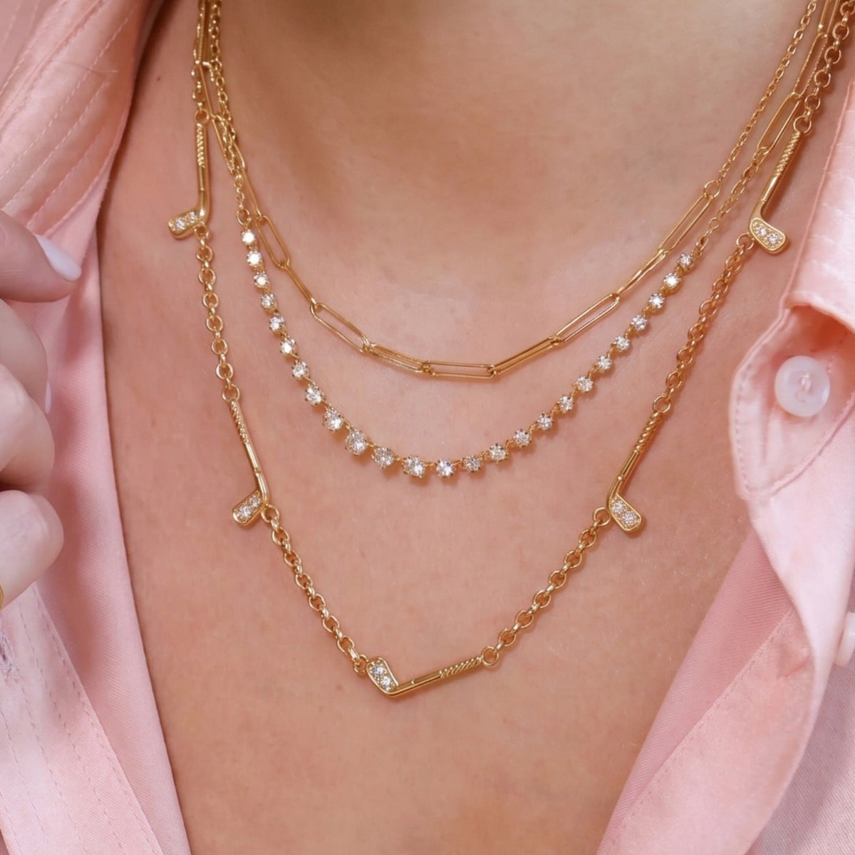 Tennis Racket Charm Necklace — necklace, view 3