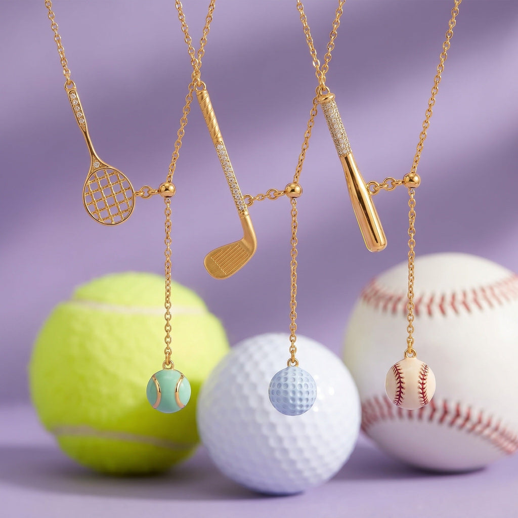 Tennis Racket Charm Necklace — necklace, view 4