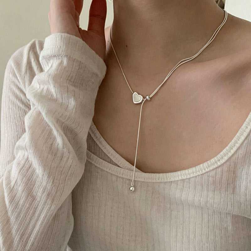 Double Layer Snake Necklace — silver necklace, view 2