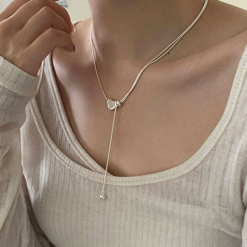 Double Layer Snake Necklace — silver necklace, view 4