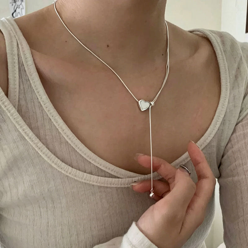 Double Layer Snake Necklace — silver necklace, view 5
