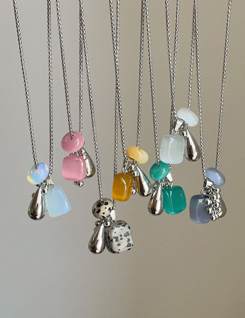 Teardrop Stone Pendant Necklace — necklace