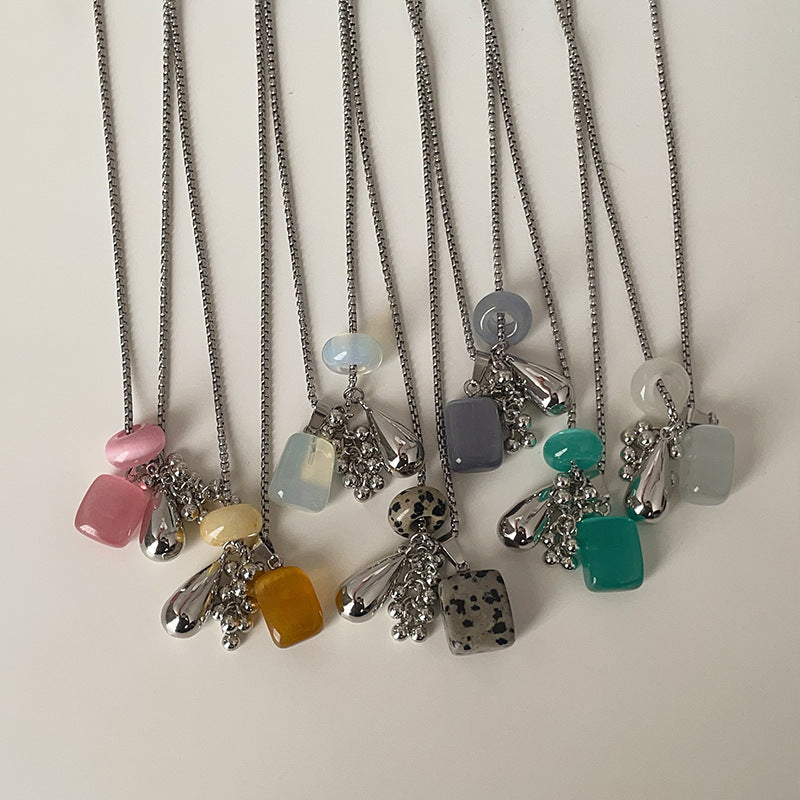 Teardrop Stone Pendant Necklace — necklace, view 2