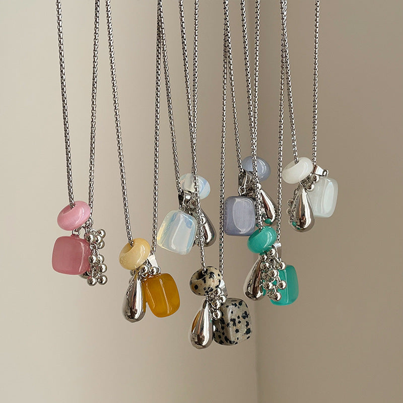 Teardrop Stone Pendant Necklace — necklace, view 4