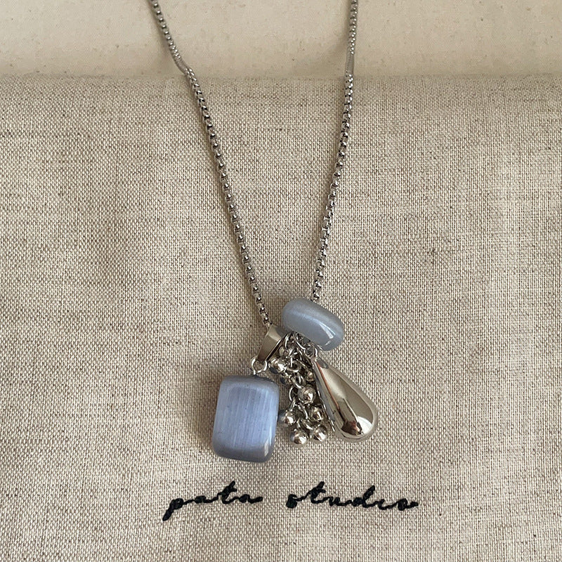 Teardrop Stone Pendant Necklace — necklace, view 5