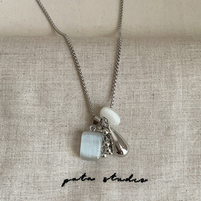 Teardrop Stone Pendant Necklace — necklace, view 6