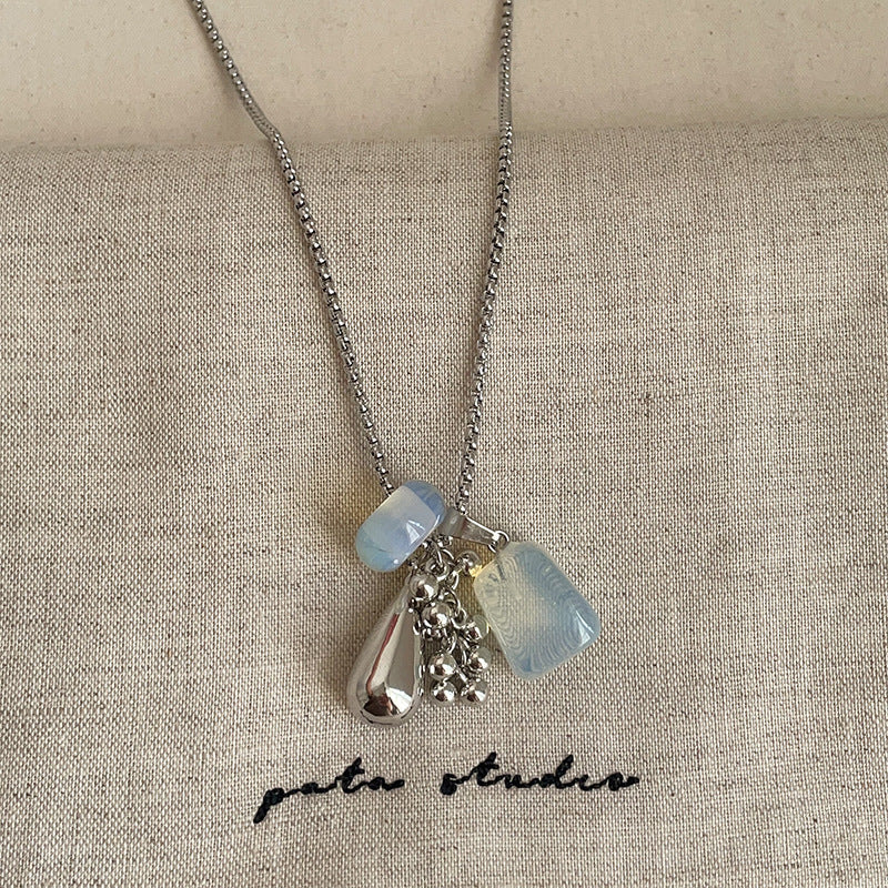 Teardrop Stone Pendant Necklace — necklace, view 8