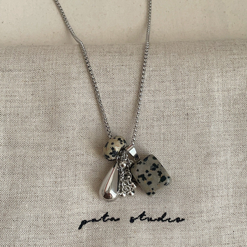 Teardrop Stone Pendant Necklace — necklace, view 9