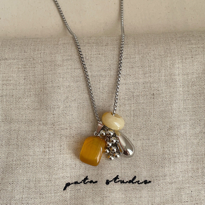 Teardrop Stone Pendant Necklace — necklace, view 10