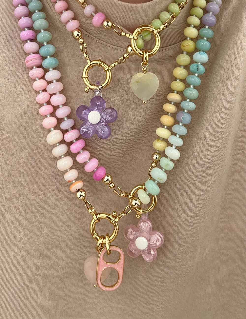 Flower Pendant Beaded Necklace — necklace