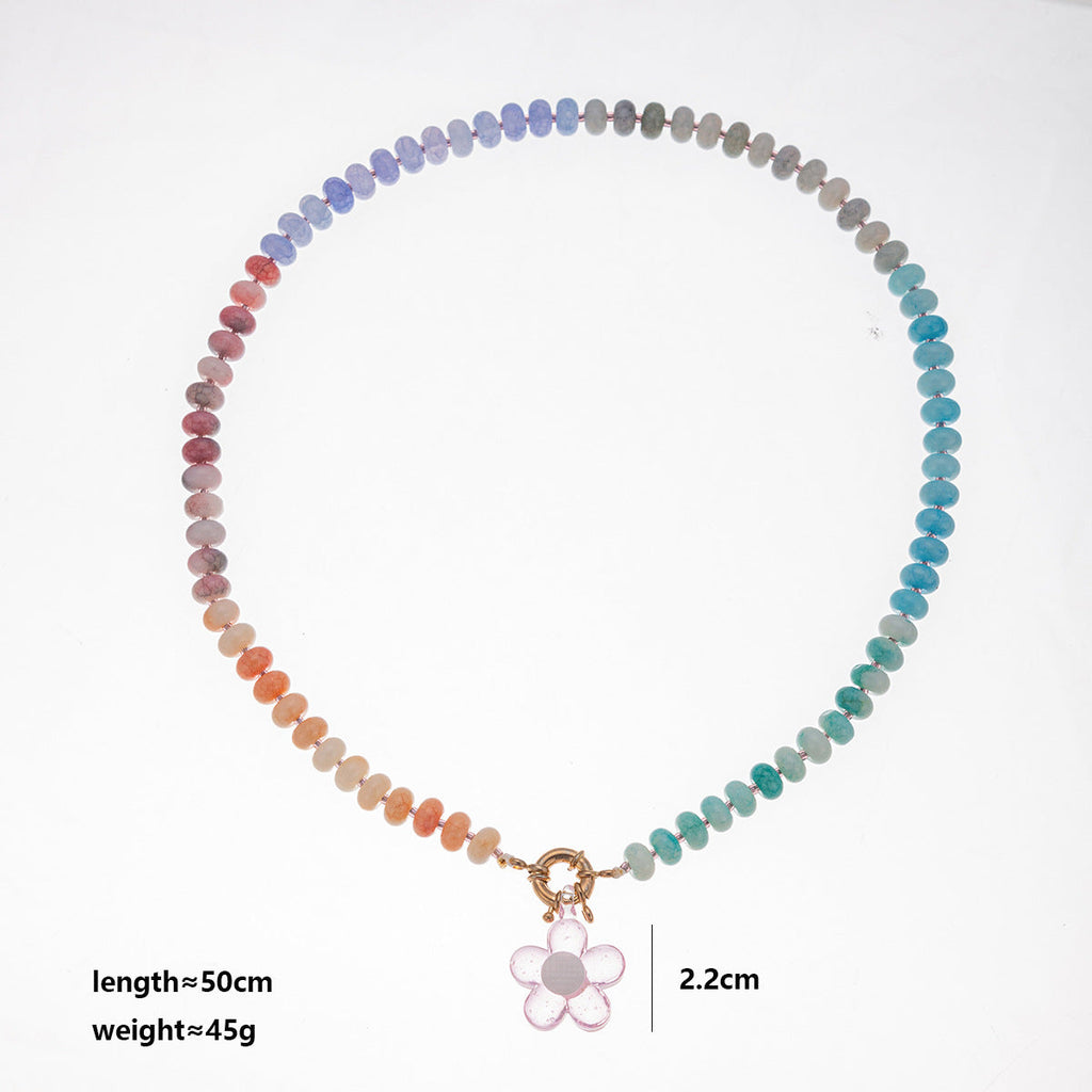 Flower Pendant Beaded Necklace — necklace, view 2