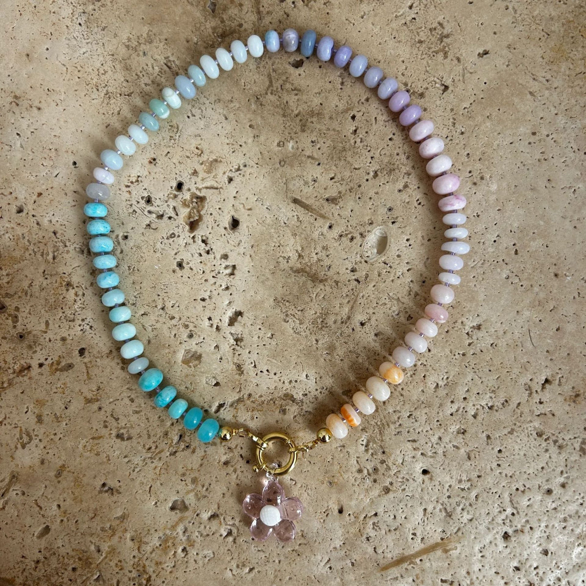 Flower Pendant Beaded Necklace — necklace, view 10