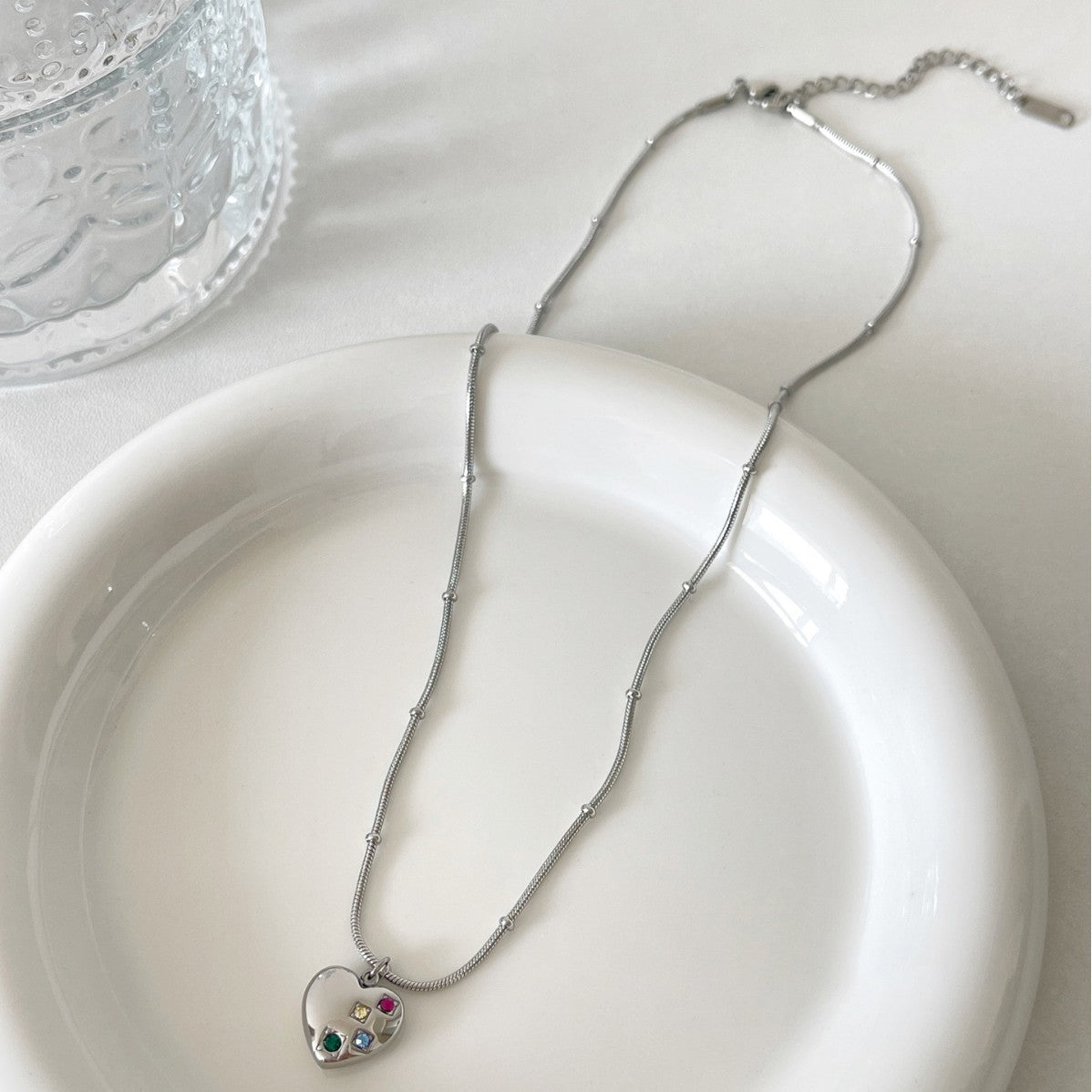 Silver Heart Pendant Necklace — silver necklace, view 4