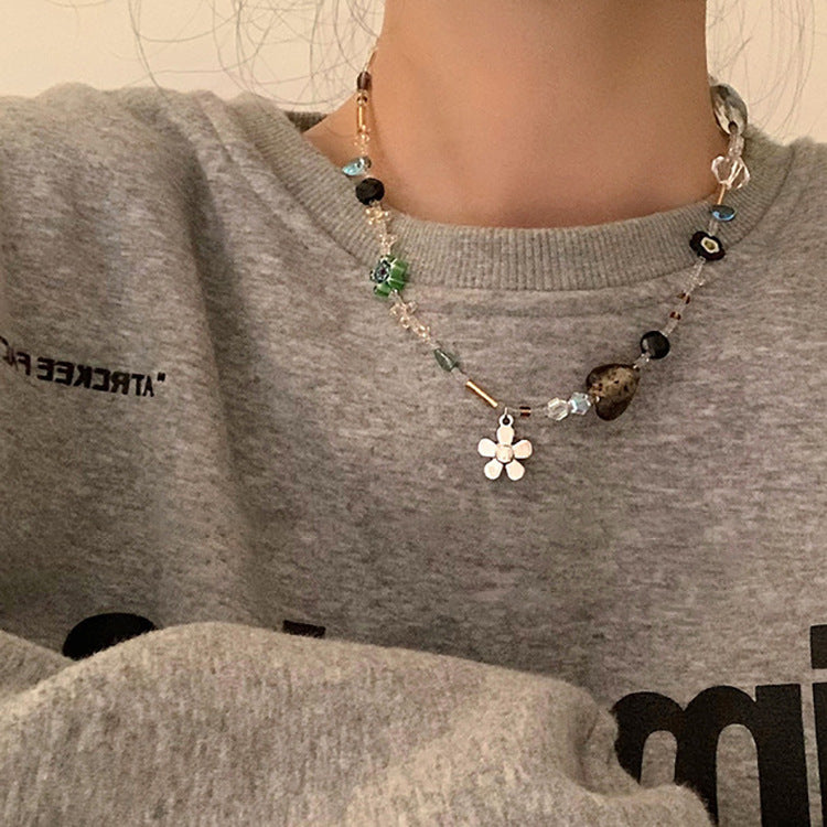 Colourful Flower Pendant Necklace — colorful necklace, view 2