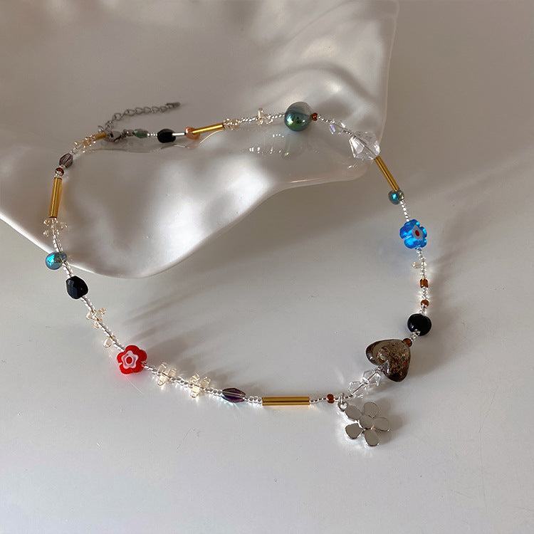 Colourful Flower Pendant Necklace — colorful necklace, view 3