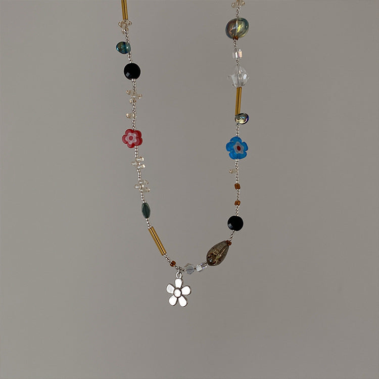 Colourful Flower Pendant Necklace — colorful necklace, view 4