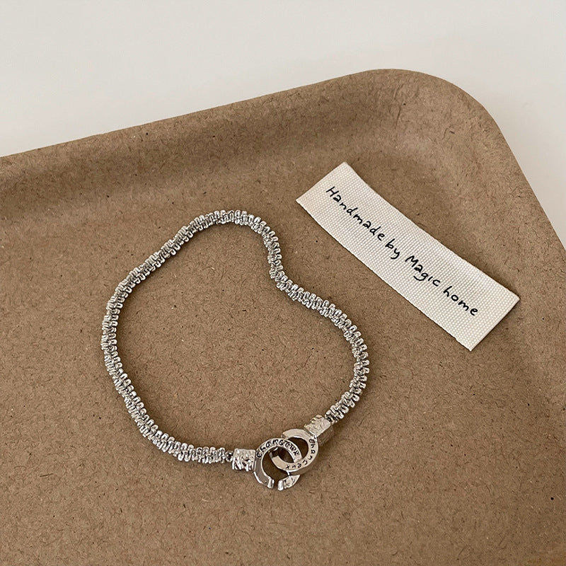 Interlocking Circle Pendant Necklace — silver necklace, view 4
