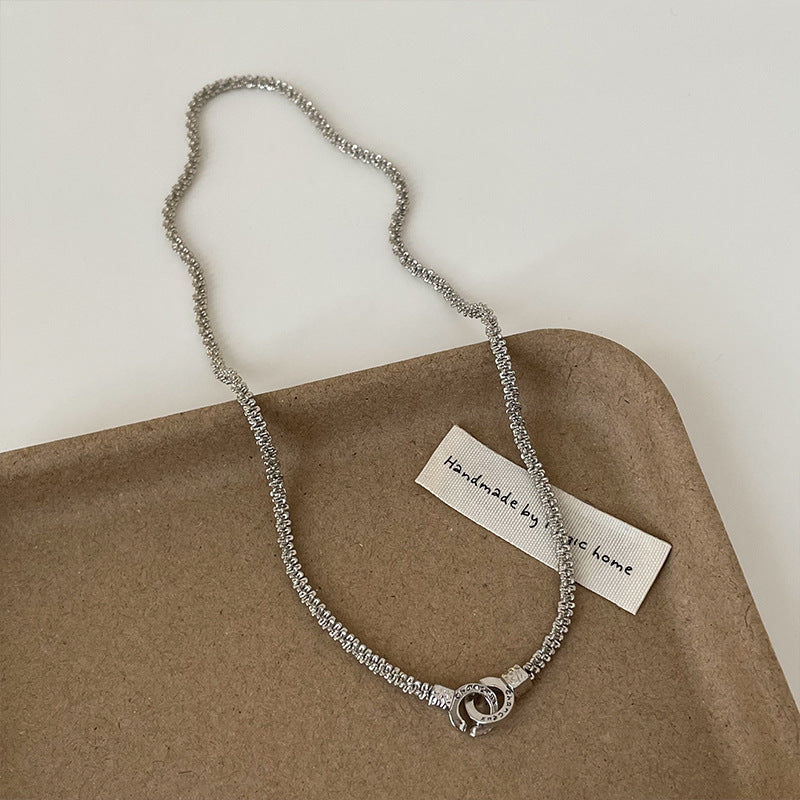 Interlocking Circle Pendant Necklace — silver necklace, view 5