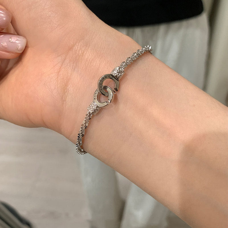 Interlocking Circle Pendant Necklace — silver necklace, view 9