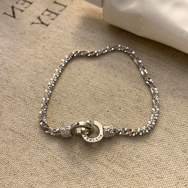 Interlocking Circle Pendant Necklace — silver necklace, view 10