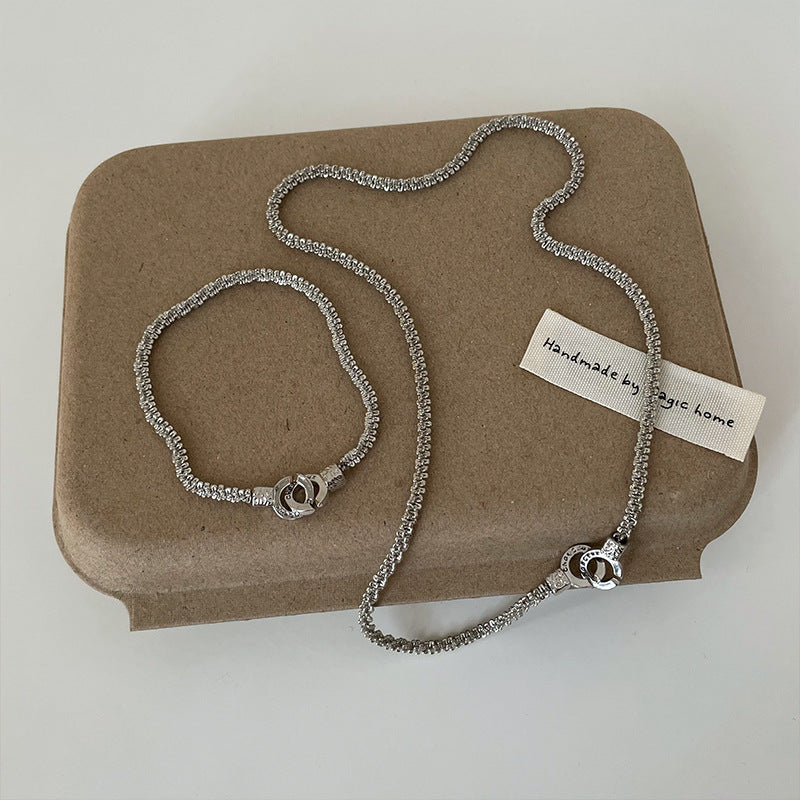 Interlocking Circle Pendant Necklace — silver necklace, view 11