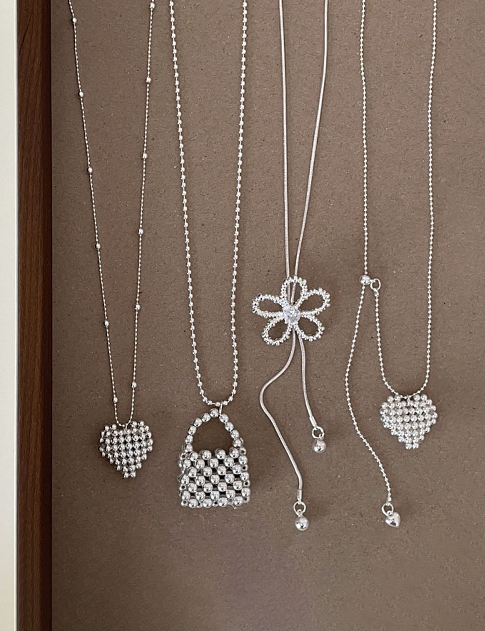 Silver-Plated Flower Heart Necklace — silver necklace