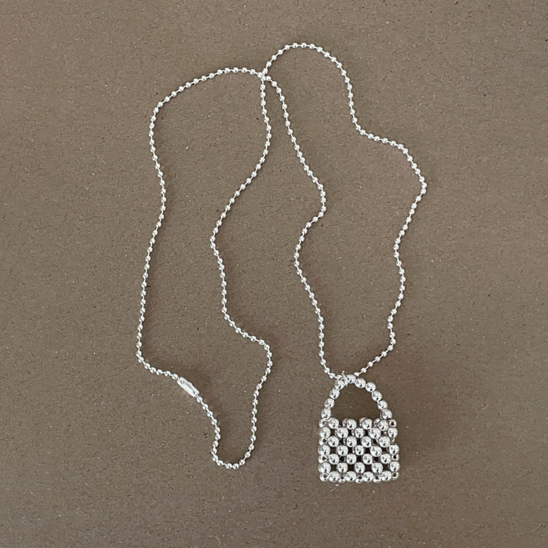 Silver-Plated Flower Heart Necklace — silver necklace, view 5
