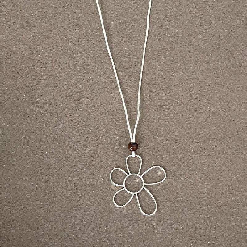 Silver-Plated Flower Heart Necklace — silver necklace, view 11