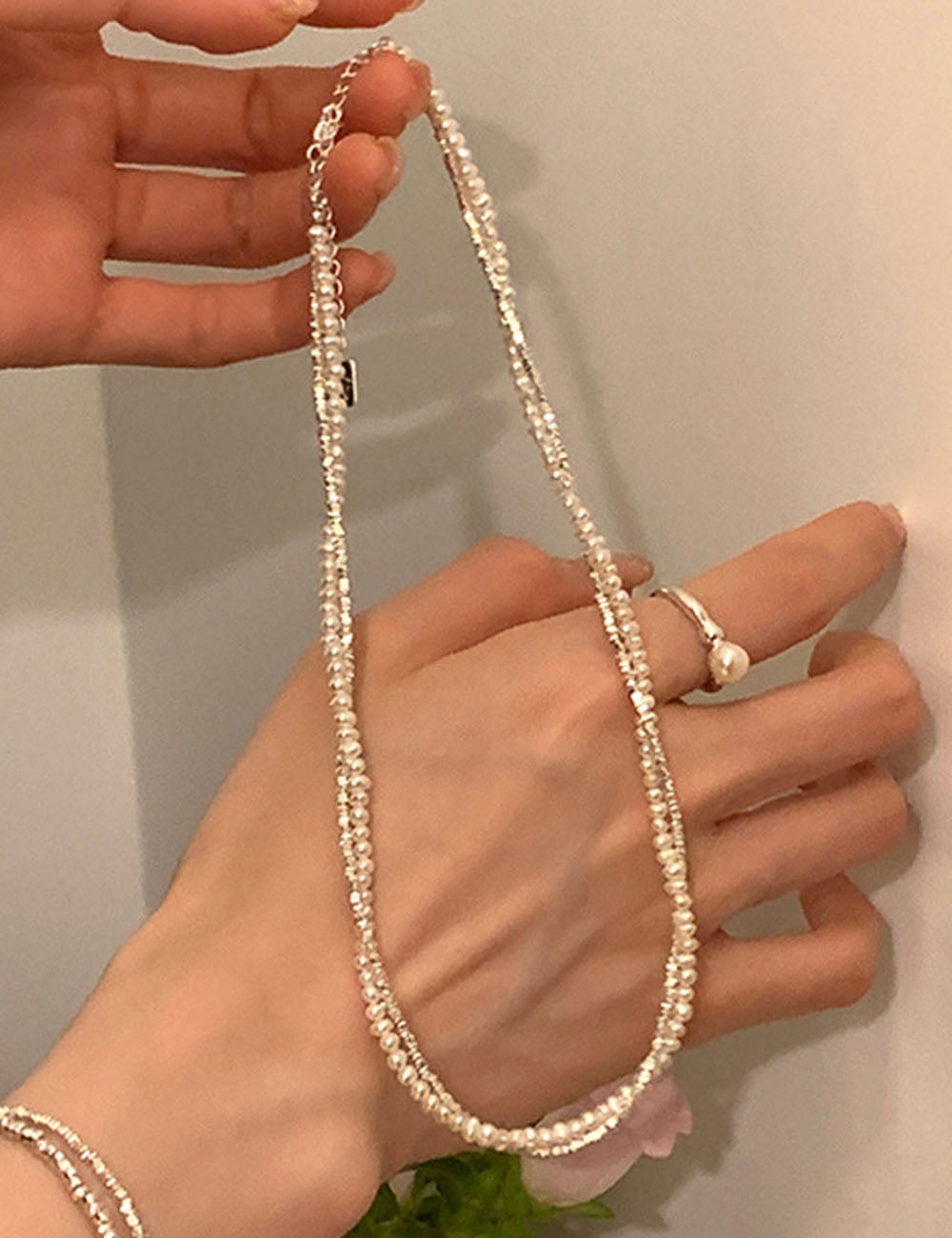 Twisted Pearl Beaded Choker — silver necklace