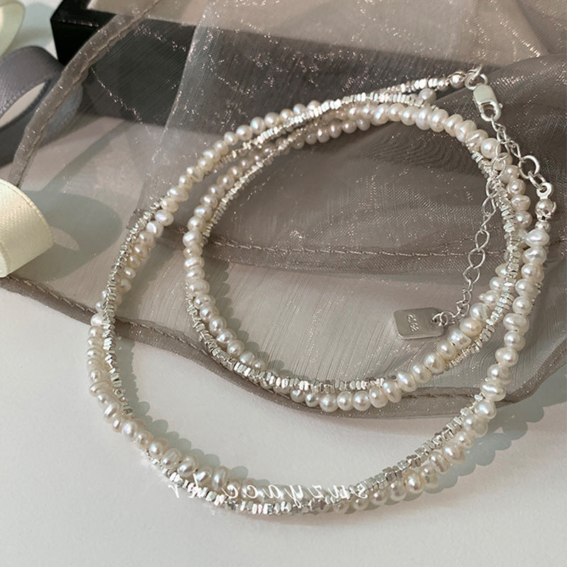 Twisted Pearl Beaded Choker — silver necklace, view 4