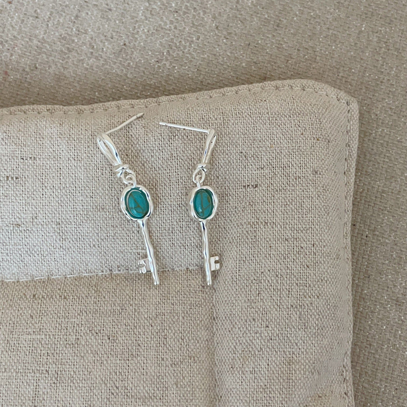 Turquoise Key Pendant Necklace — necklace, view 7