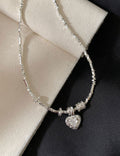 Sparkling Heart Choker Necklace — silver necklace