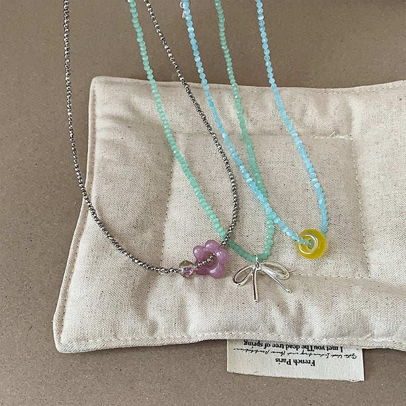Beaded Flower Bowknot Choker — necklace, view 5