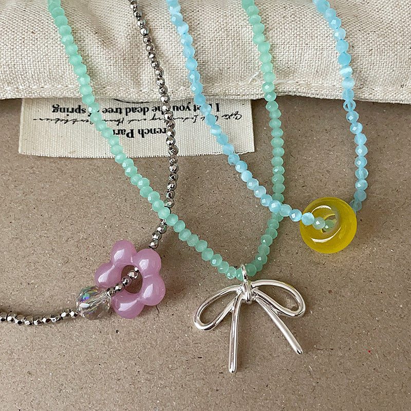 Beaded Flower Bowknot Choker — necklace, view 6
