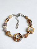 Flower Charm Beaded Chain Bracelet — brown bracelet