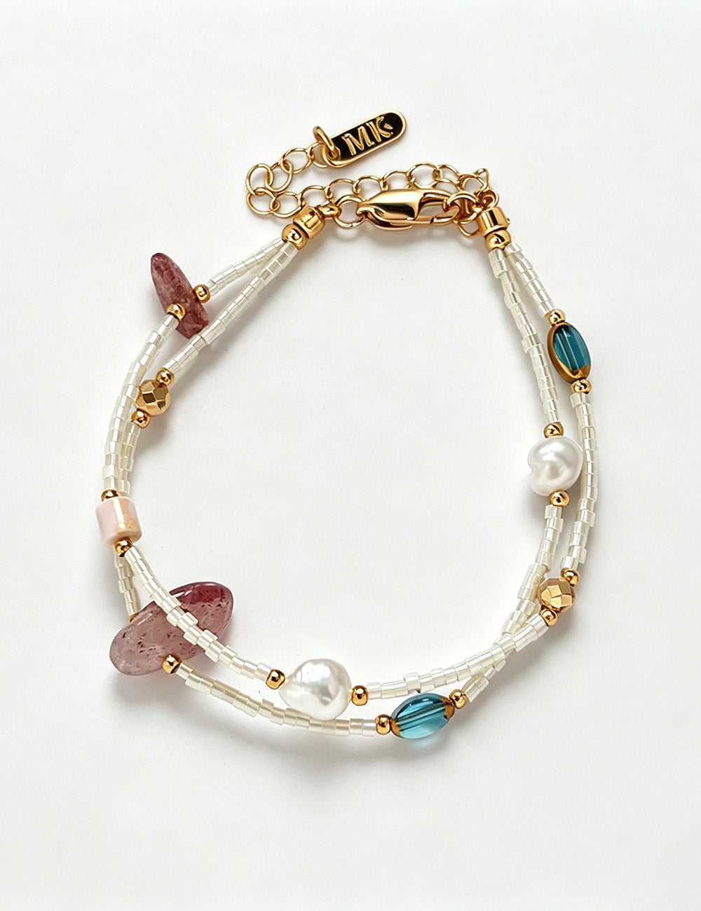 Double Layered Pearl Bracelet — beige bracelet